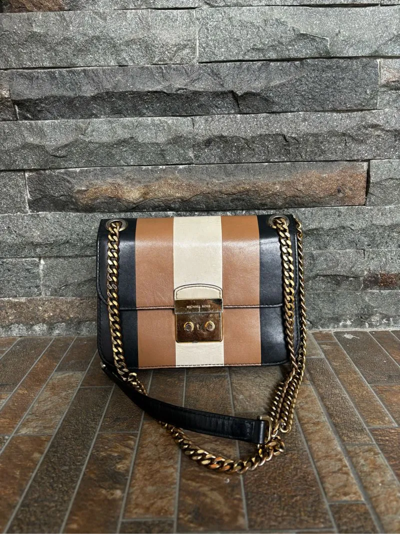 MK multi stripe sloan shoulder  photo 1