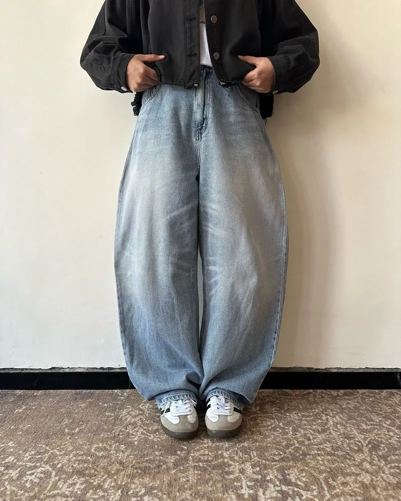OOT SEOUL WASHED LIGHT BLUE BAGGY JEANS