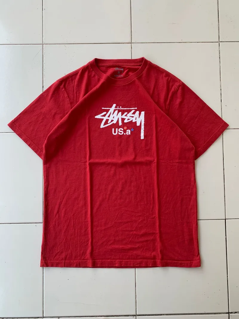 Stussy Streetwear Skater T-shirt Pria red photo 1