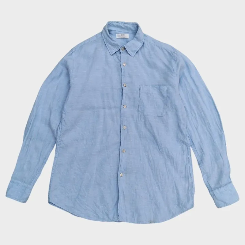 Kemeja linen uniqlu blue long sleeve  photo 1