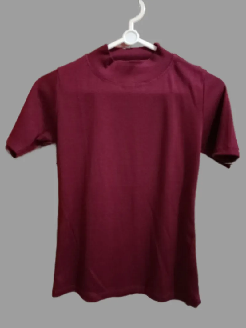 Casual T-shirt Wanita burgundy photo 1