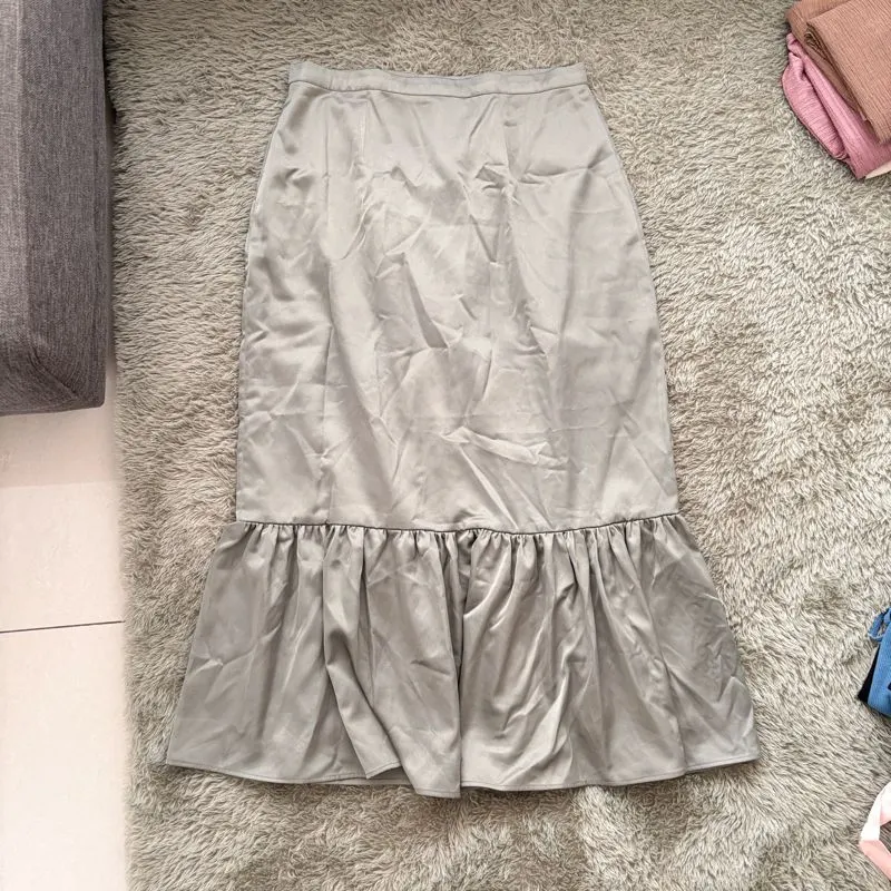 Rok mermaid satin hijau green skirt photo 1