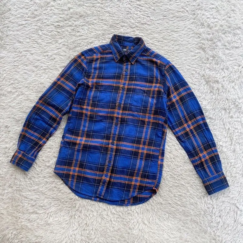 Uniqlo Kemeja Flannel Long Sleeve Shirt Regular Fit 89 Blue photo 1