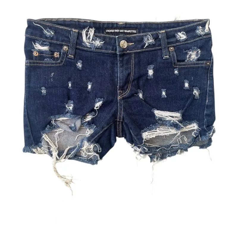 i heard they eat cigarettes  distressed shorts denim pants photo 1