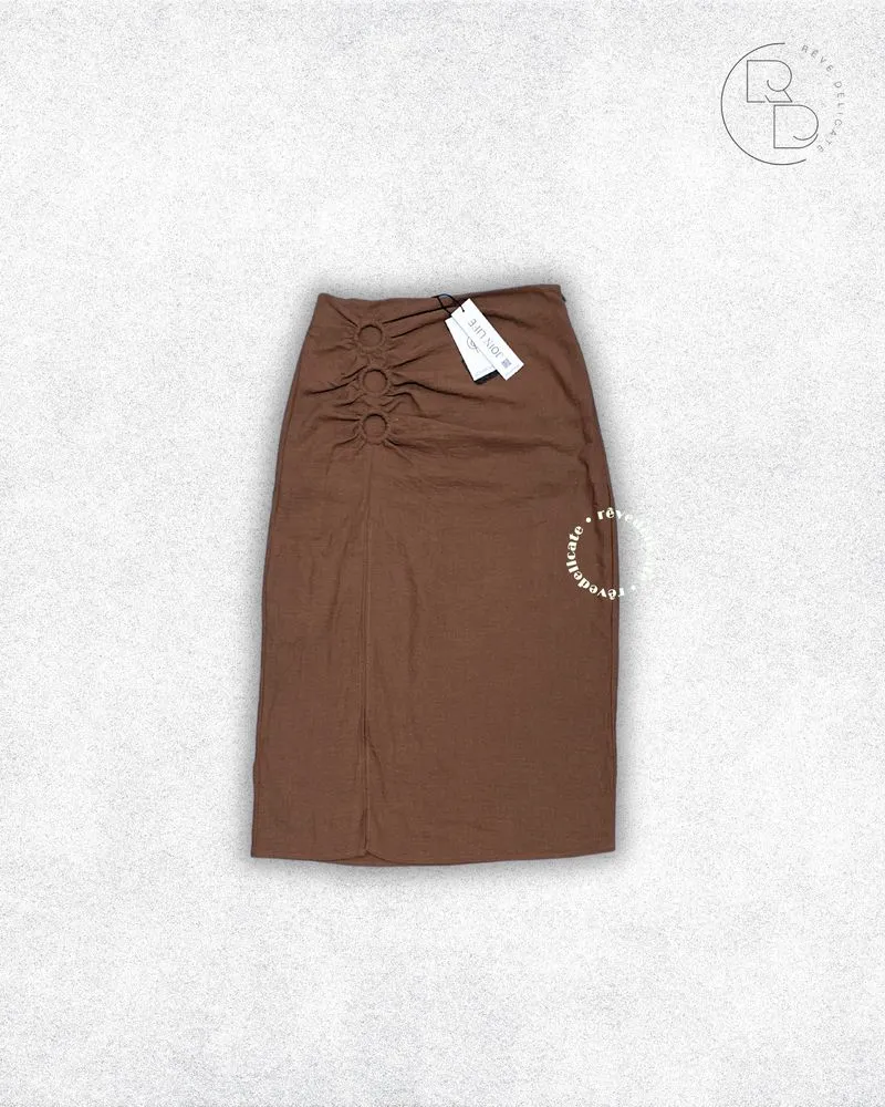 Stradivarius Casual Minimalist Skirt Wanita brown photo 1