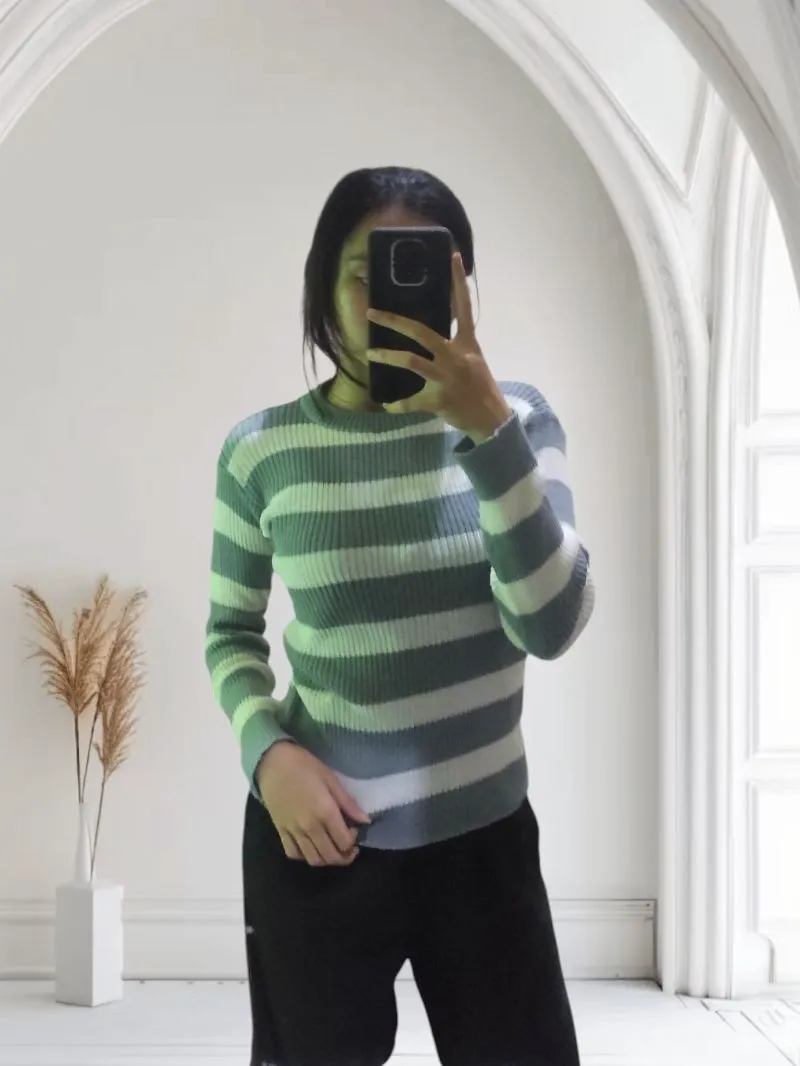 BAJU ATASAN WANITA RAJUT SALUR STRIPES KNIT photo 1