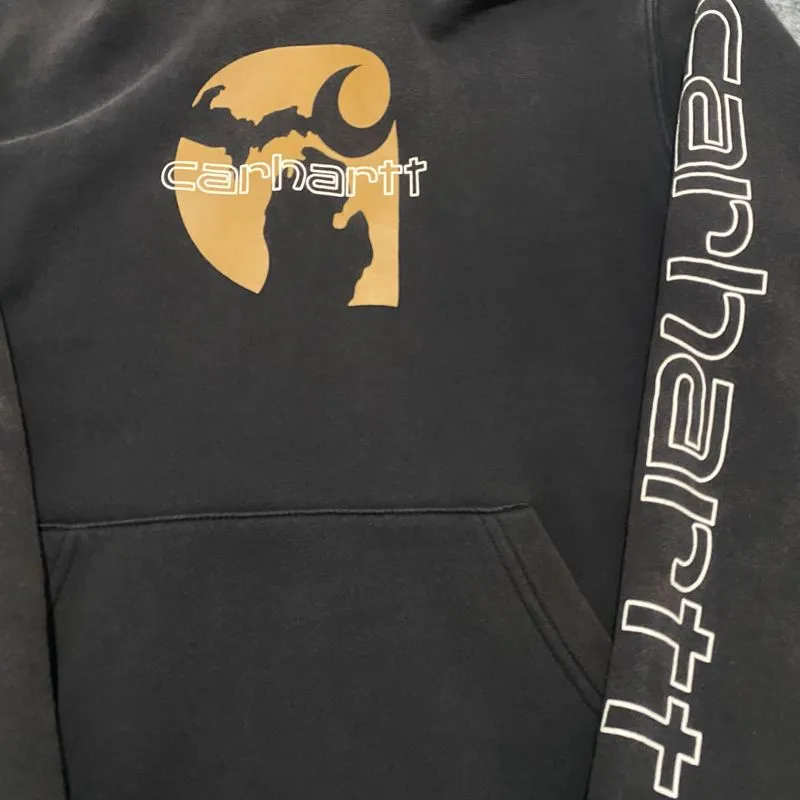 Jaket Hoodie Carhartt Center big logo spellout original Preloved