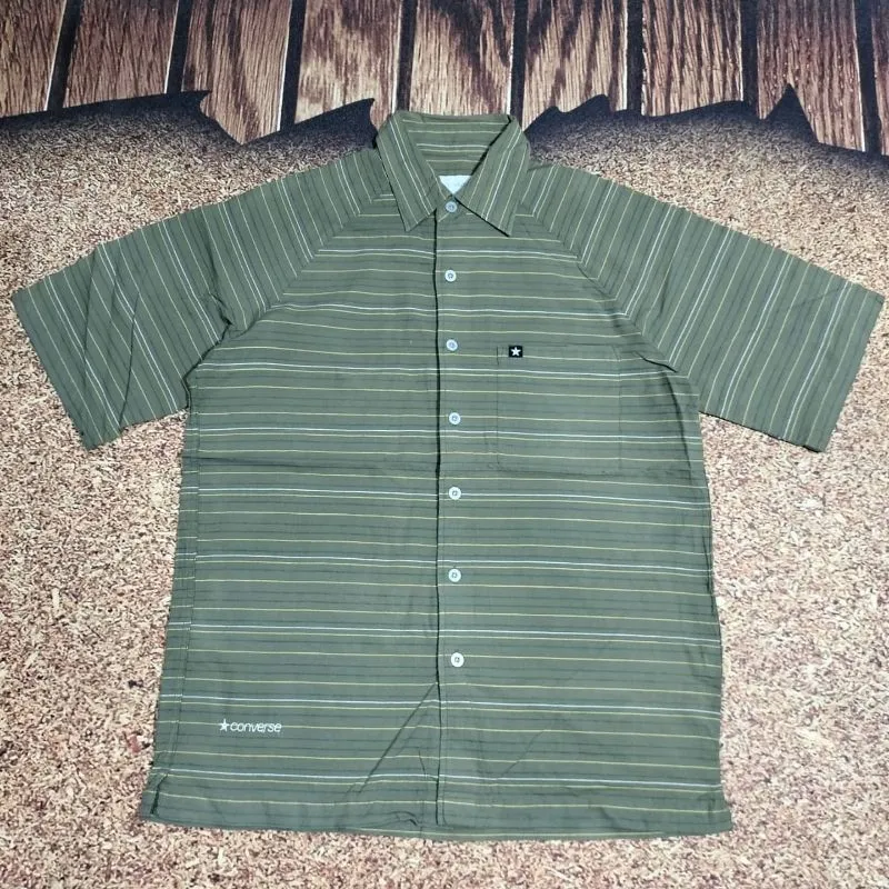 kemeja lengan pendek salir CONVERSE stripe motif garis garis photo 1