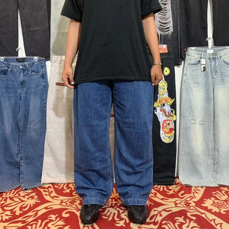 ballon pants jeans blue wide leg photo 1