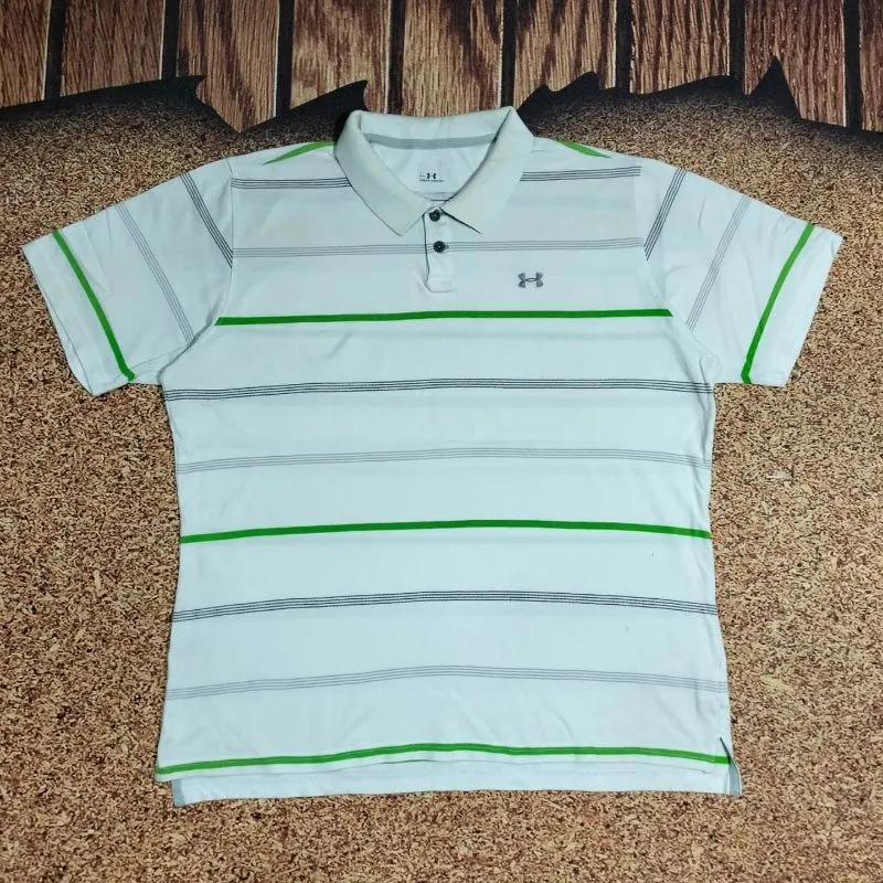 kaos polo shirt salur UNDER ARMOUR kaos kerah putih logo bor photo 1