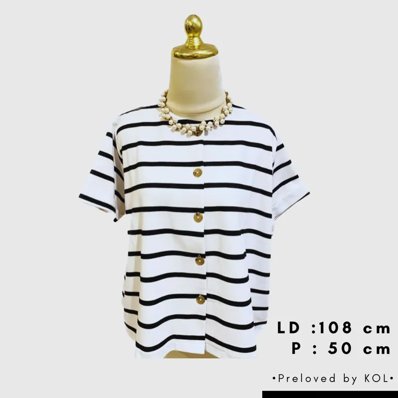 Casual Blouse Wanita white black photo 1