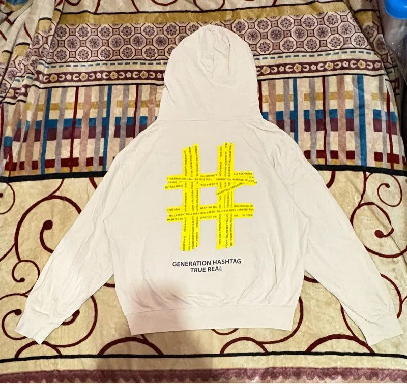 BEENTRILL Yellow Taping Hashtag Overfit Hoodie - Preloved