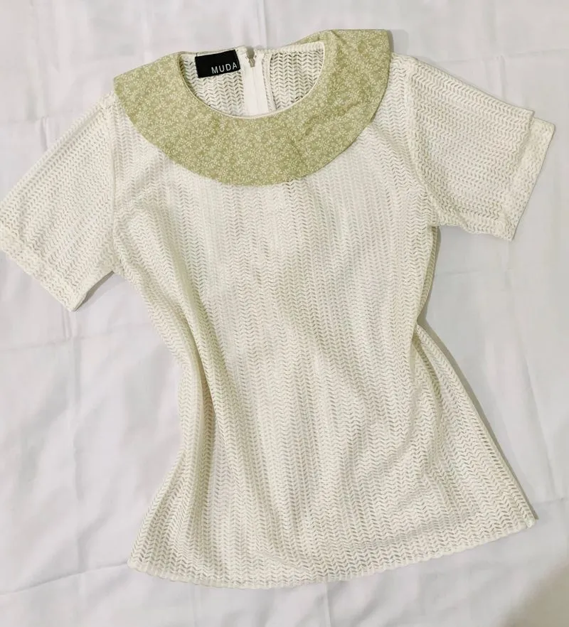 Blouse putih baju organza mesh photo 1