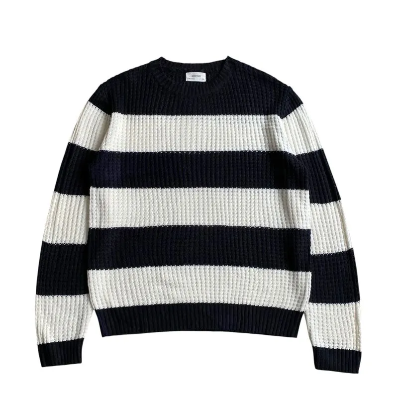 Denim Place stripes knitted sweater black white crewneck photo 1