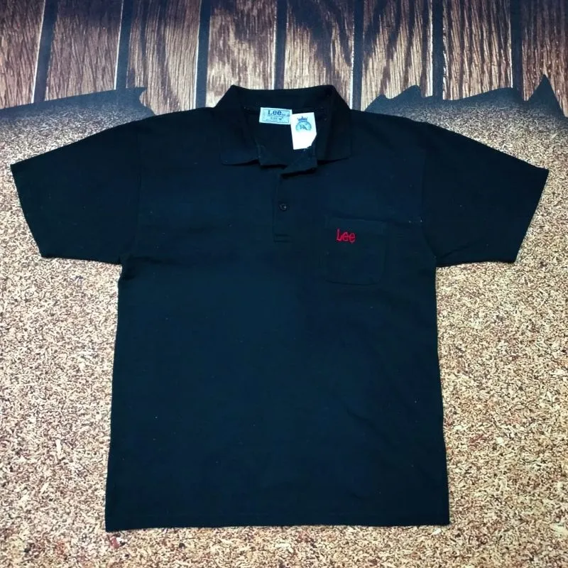 kaos kerah hitam polos LEE polo shirt formal casual size M photo 1