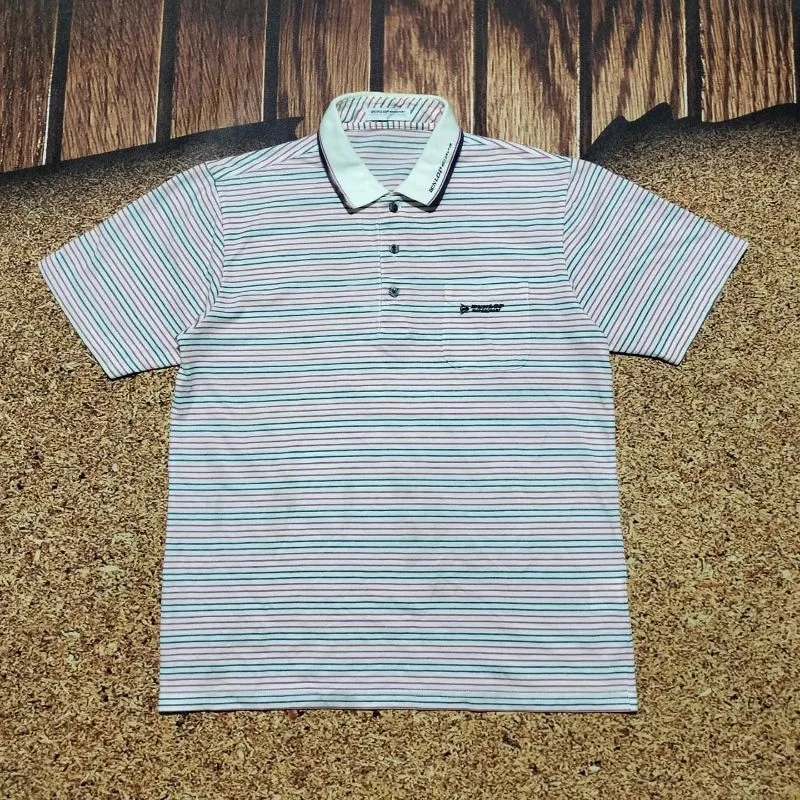 kaos polo shirt stripe DUNLOP MOTOR SPORT kaos kerah salur photo 1