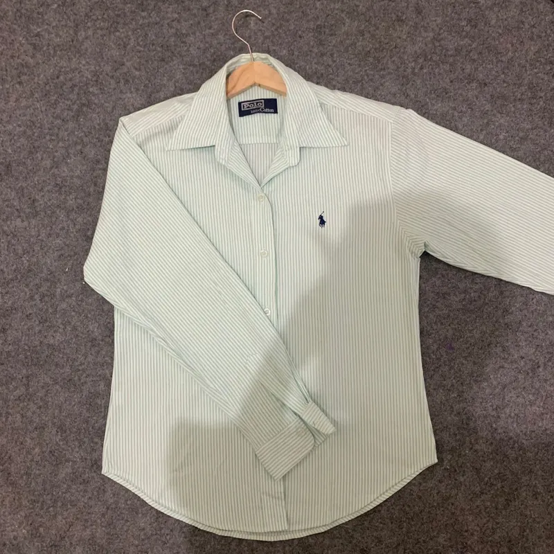 Casual Shirt Wanita white green photo 1