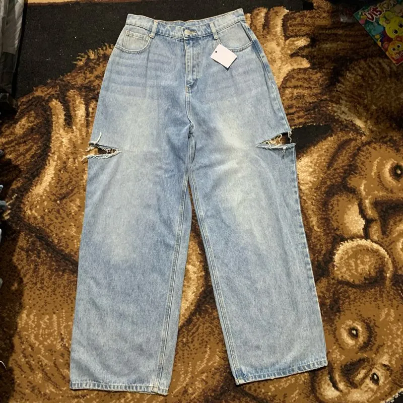 Celana jeans baggy high waist photo 1