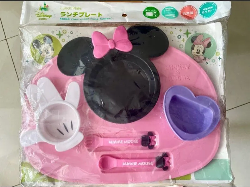 NEW baby kids plate set DISNEY Minnie Mouse ORI Jepang photo 1