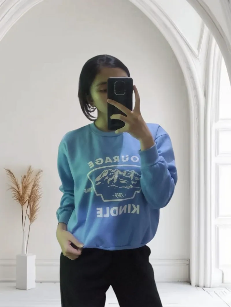 BAJU SWEATER  BISA PRIA/WANITA SABLON BIRU || COURAGE KINDLE photo 1