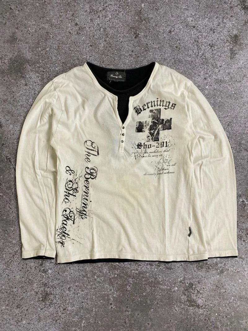 Berning Sho Goth Y2K T-shirt Pria white photo 1