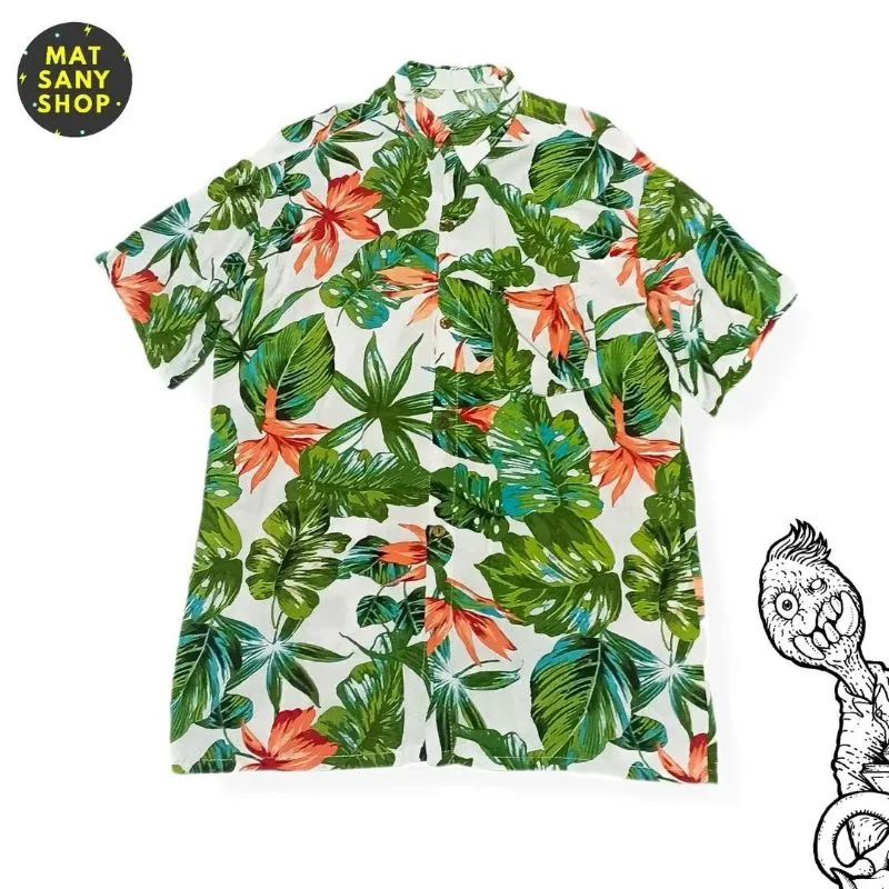 Kemeja Pantai Hawai Floral Grafis Musim Panas Vintage photo 1