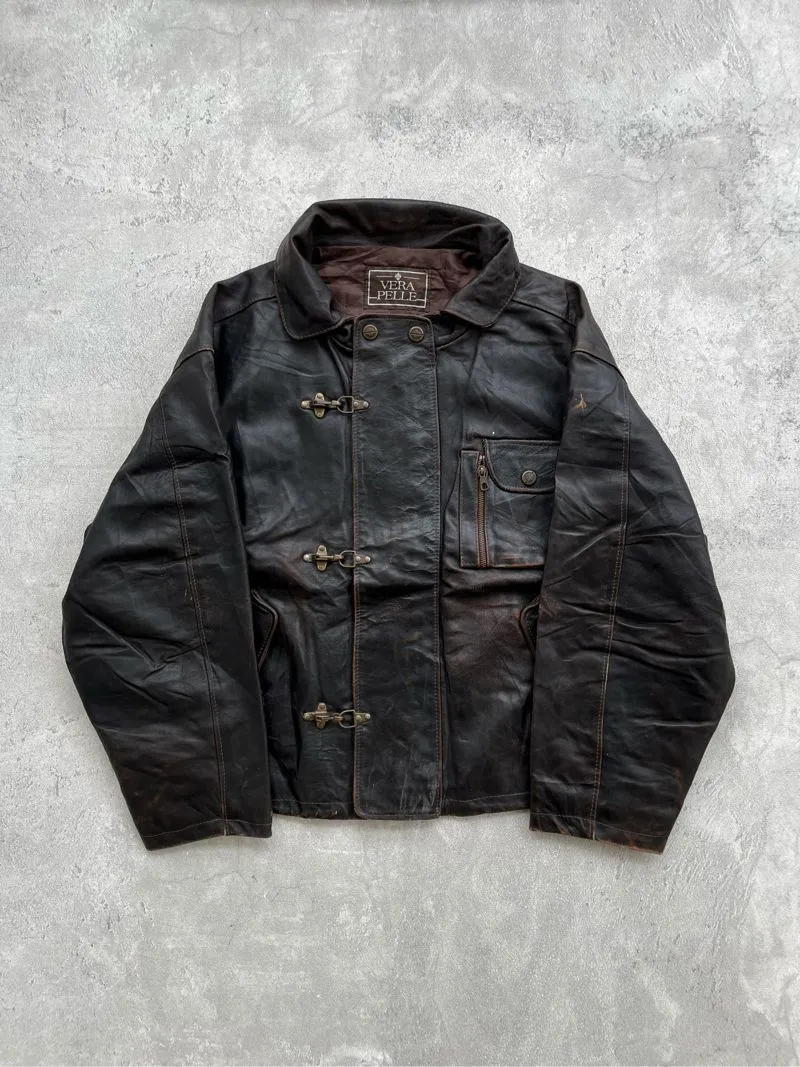 Vintage Leather jacket Pria black brown photo 1