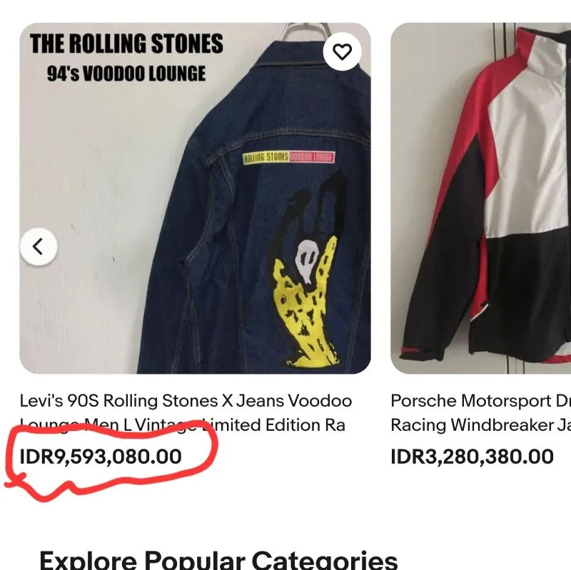 90s Levis × Rolling Stones Voodoo Lounge Levis Denim Jacket Rolling Stones 90s Voodoo Lounge size xl