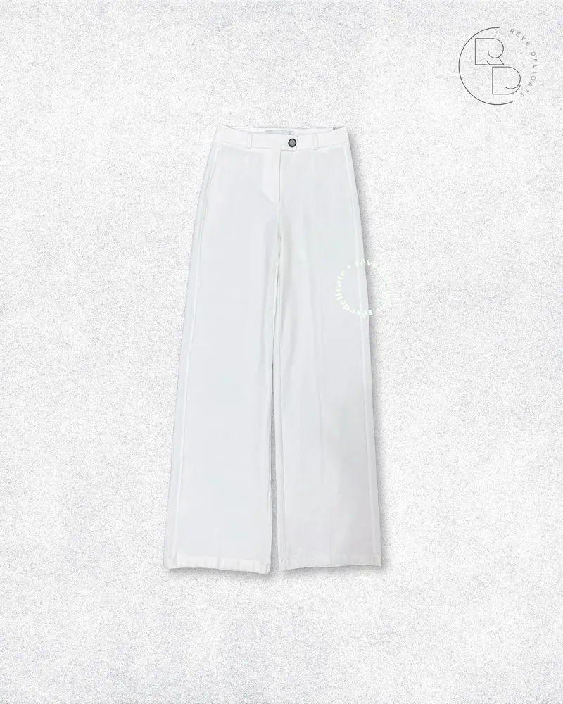 Bershka Casual Y2K Wide leg jeans Wanita white photo 1