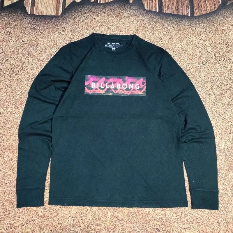 kaos lengan panjang BILLABONG long sleeve hitam logo depan photo 1