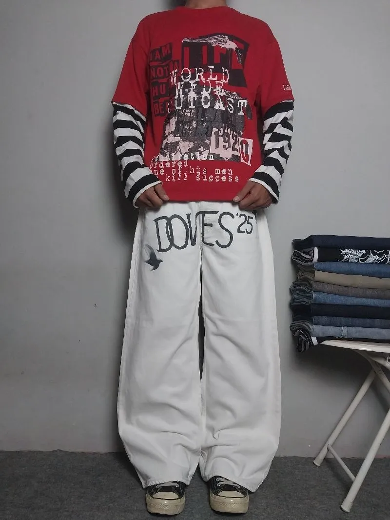 HnM Baggy Jeans Custom HandPainting Doves'25 photo 1