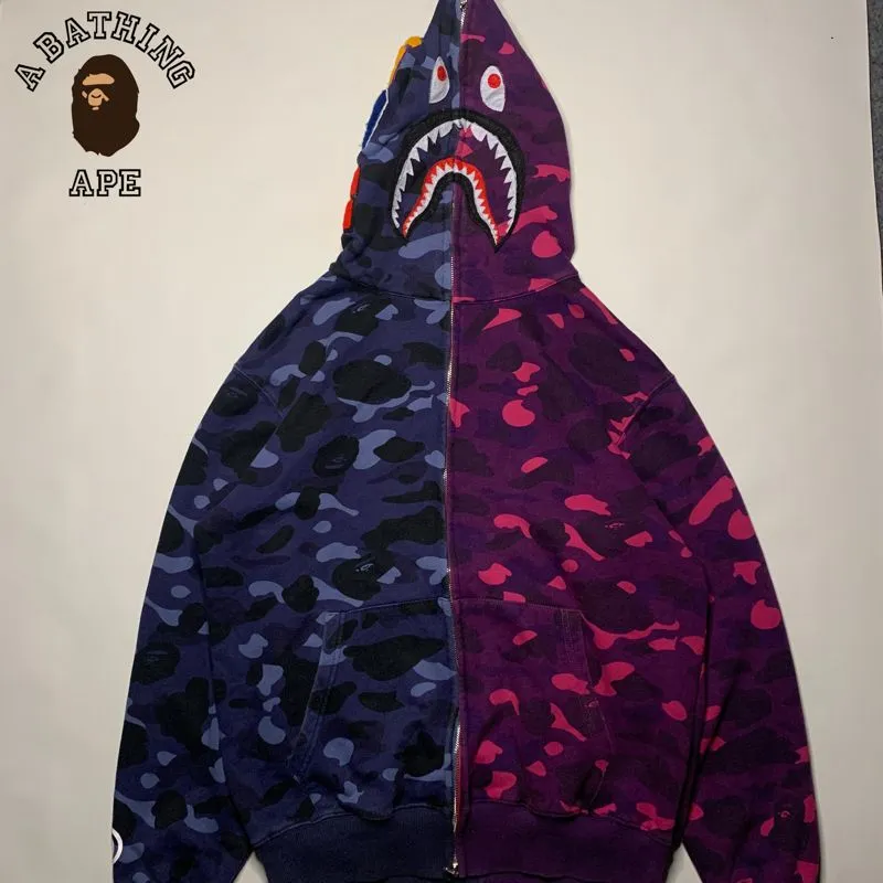 A bathing ape camo shark full zip hoodie photo 1