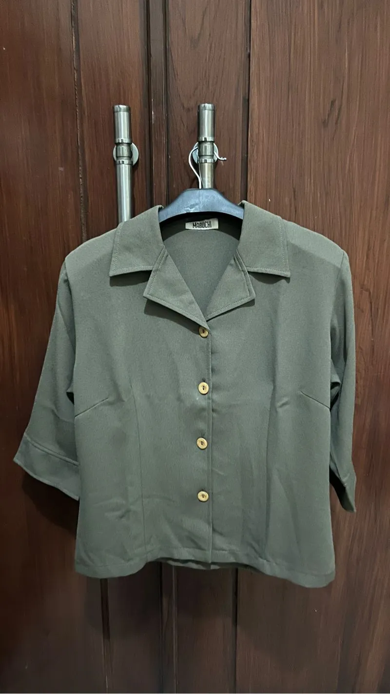 kemeja casual olive photo 1