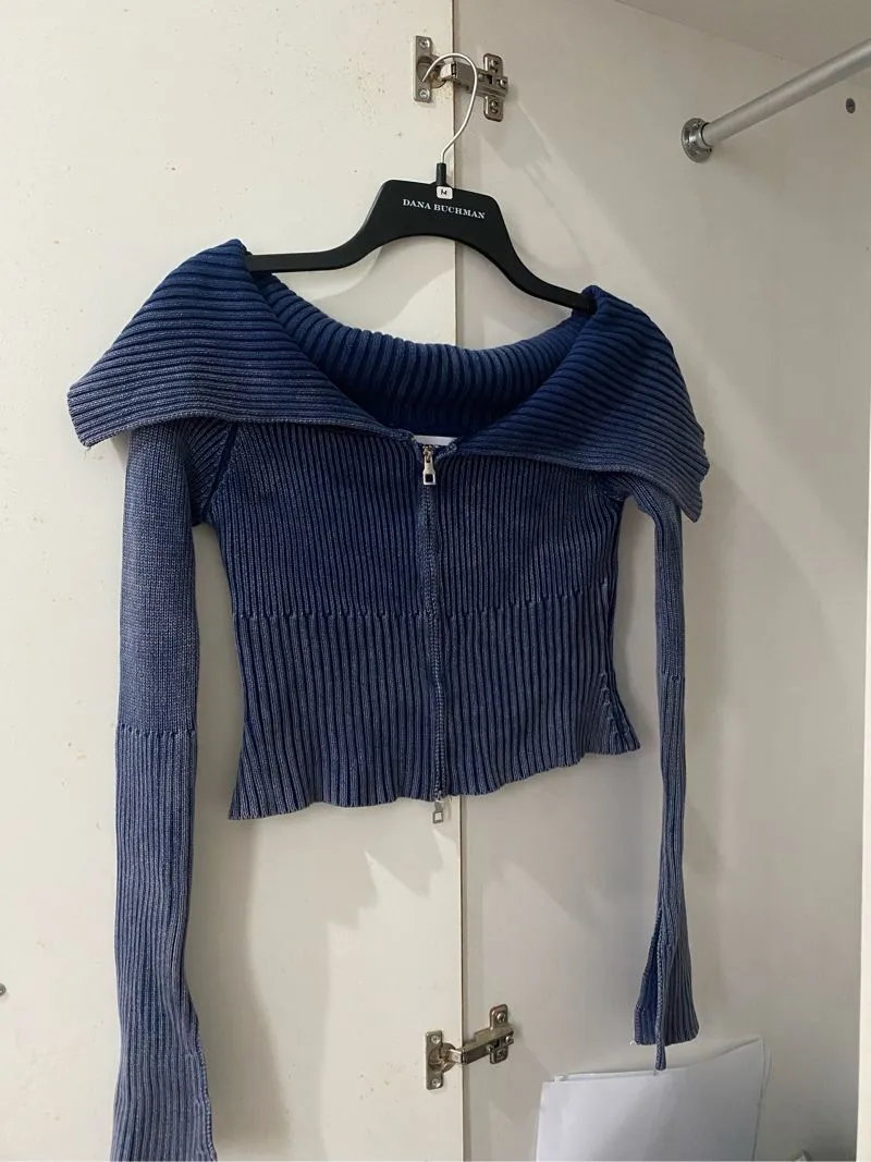 Sabrina Top Knit With Zipper Blue Washed Atasan wanita photo 1