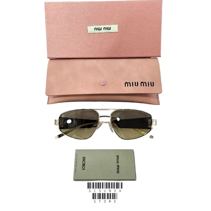 KACAMATA Sunglasses Miu-Miu Logam gold Lensa Brown, Fullset  photo 1