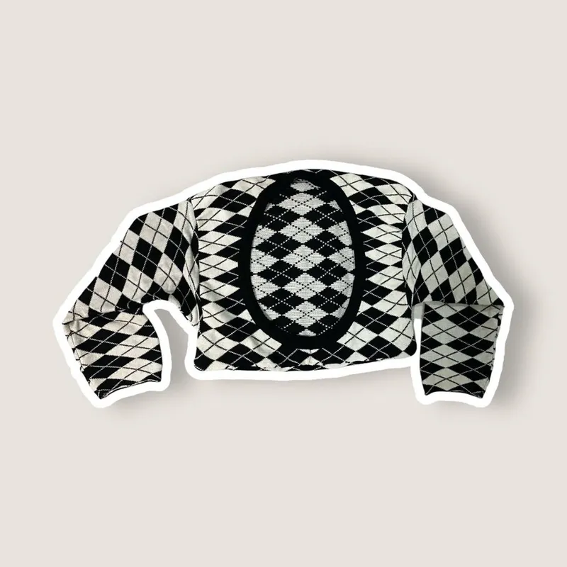 Vintage Coquette Cardigan Wanita white black photo 1