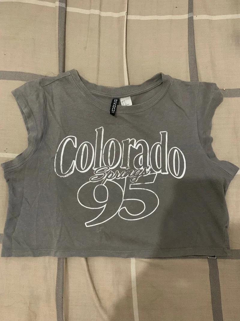 H&M Casual Crop top Wanita navy gray photo 1