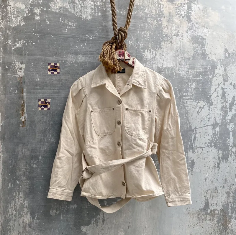 ZARA Casual Denim jacket Wanita cream photo 1