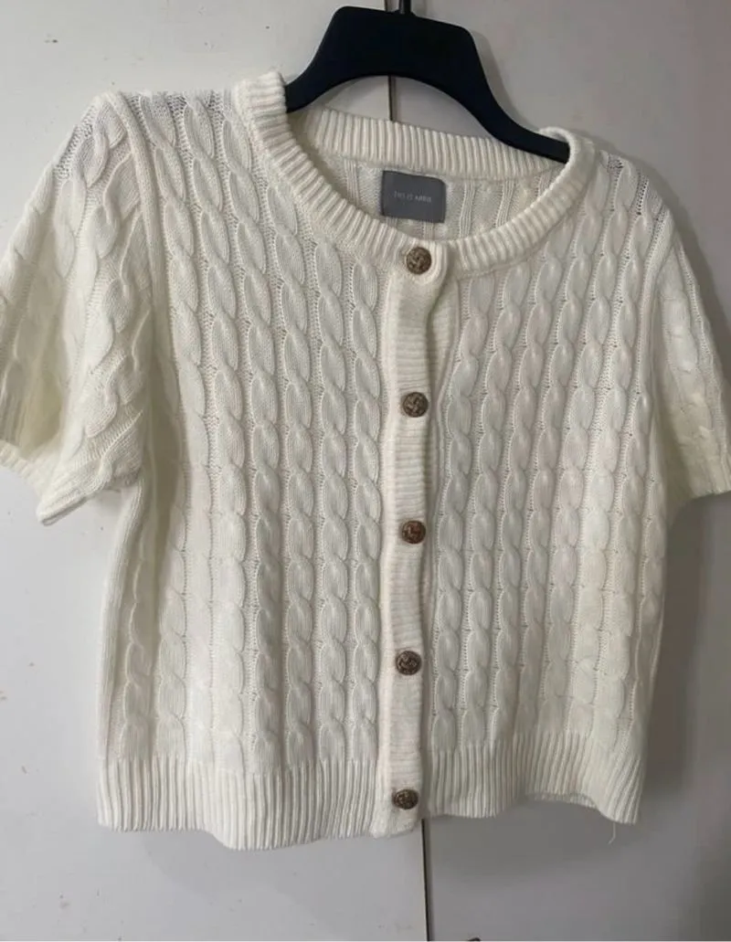 This is April x Enzy estoria knit top cardigan putih photo 1