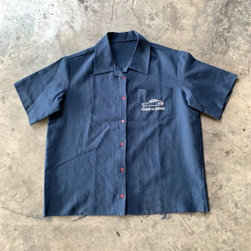 1990s "L'Berez Les Sardines" Button Up Work Shirt photo 1