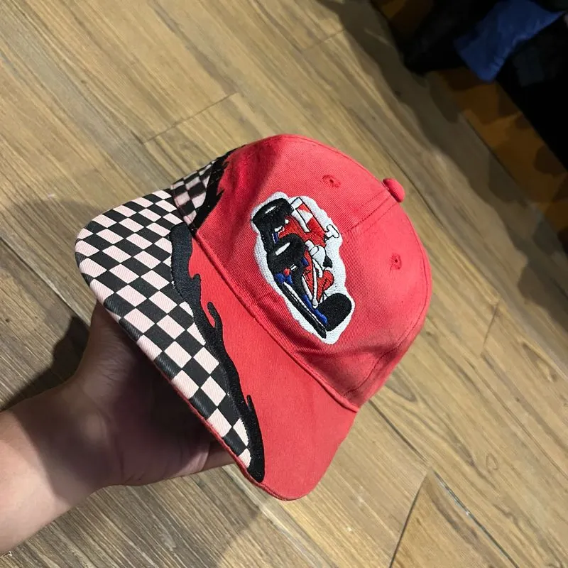 Flames & Checker Formula 1 Racing Caps Vintage 90s photo 1