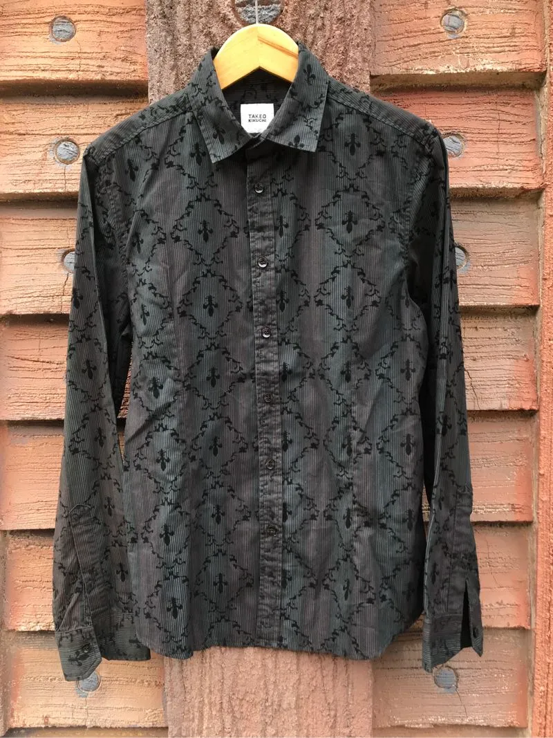 Y2K Takeo Kikuchi Baroque / Damask Fleur-de-Lis Flock Print  photo 1