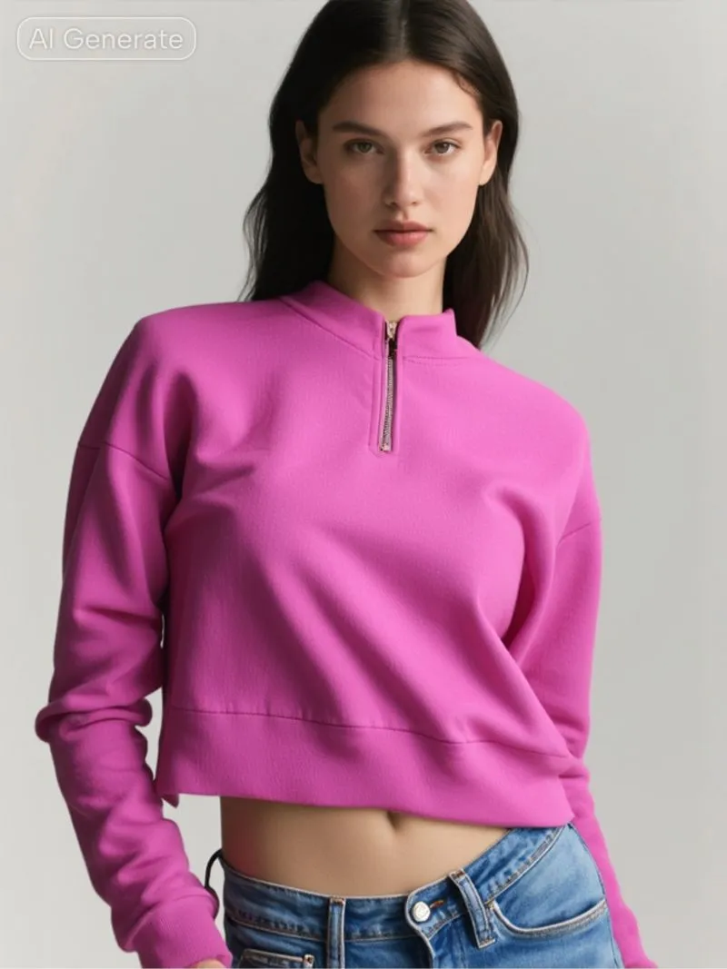 Colorbox Sweater Crop Pink Zipper Ring – Preloved | Kasual  photo 1