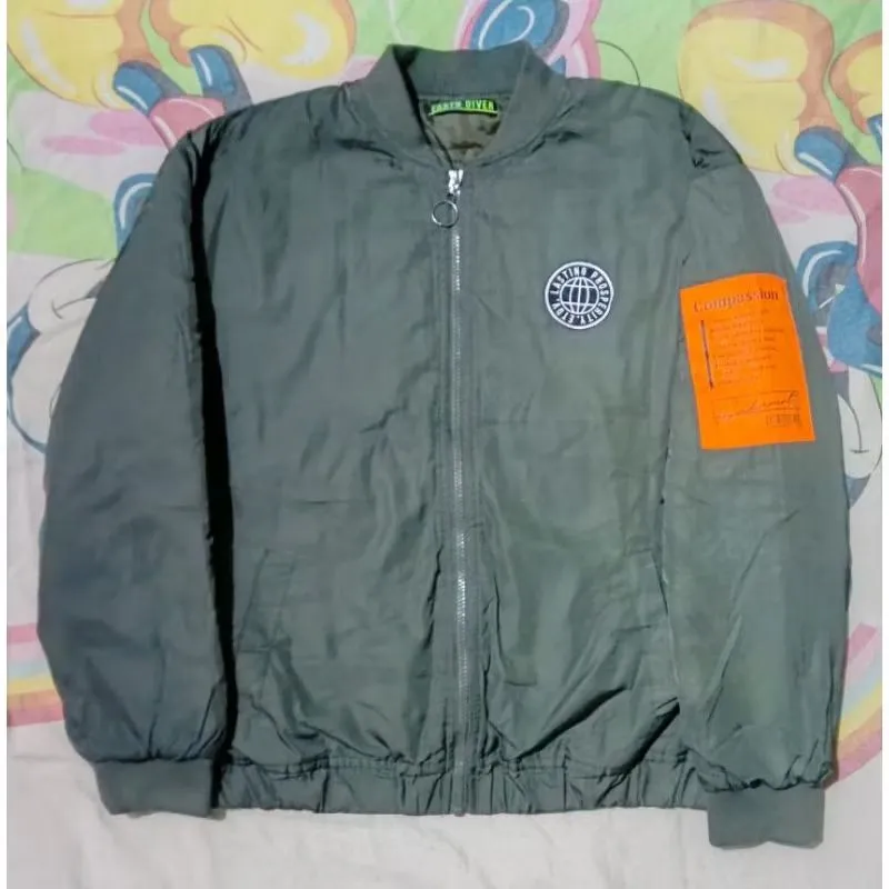 Jaket Bomber Earth Diver Hijau Army Military photo 1