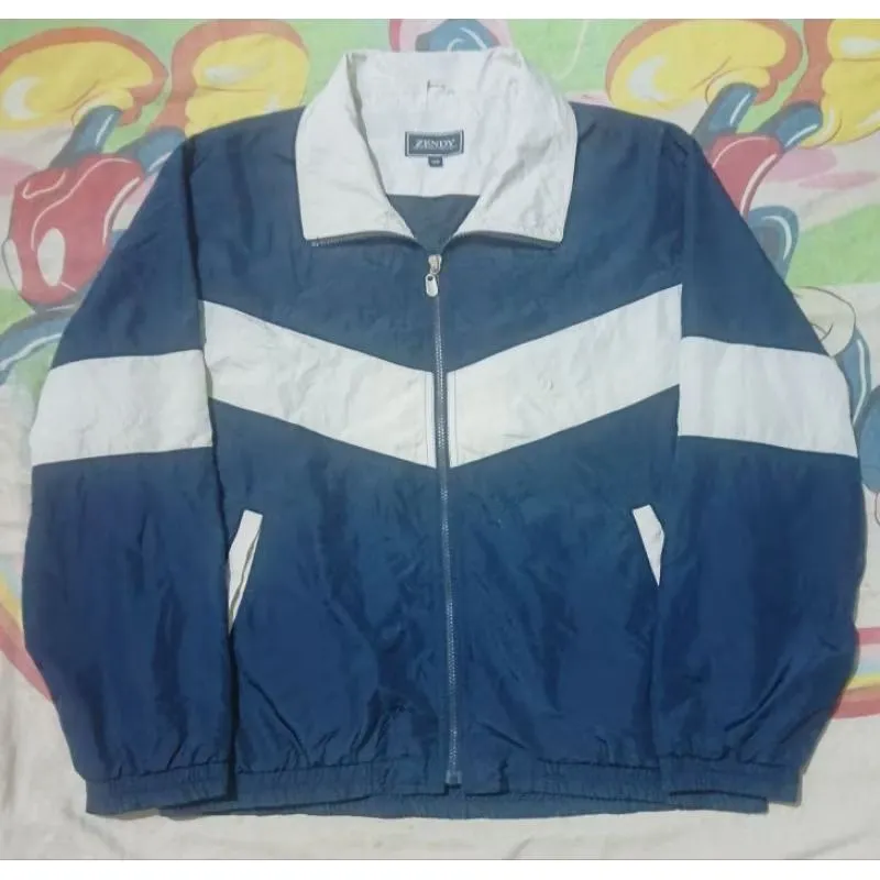 Jaket Windbreaker Casual Zendy Two Tone Color Navy White photo 1