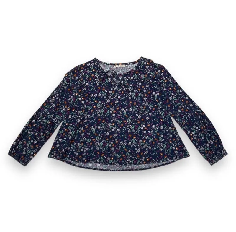 navy flower blouse photo 1