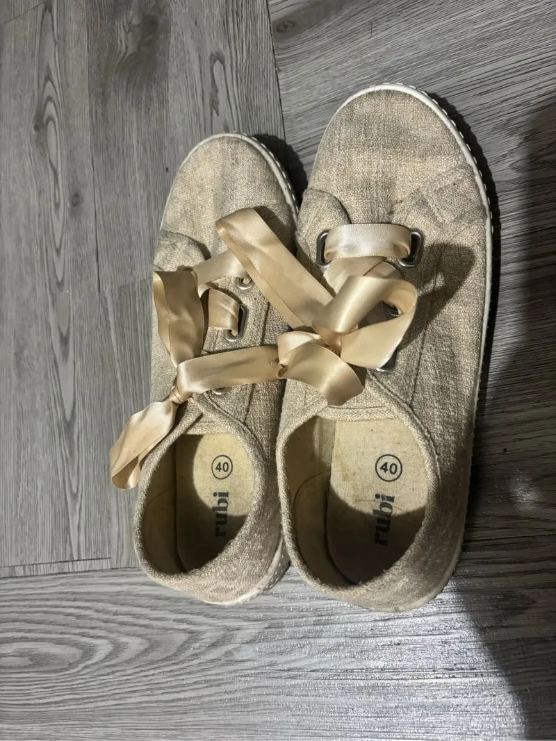 Rubi poppy ribbon lace up plimsoll photo 1