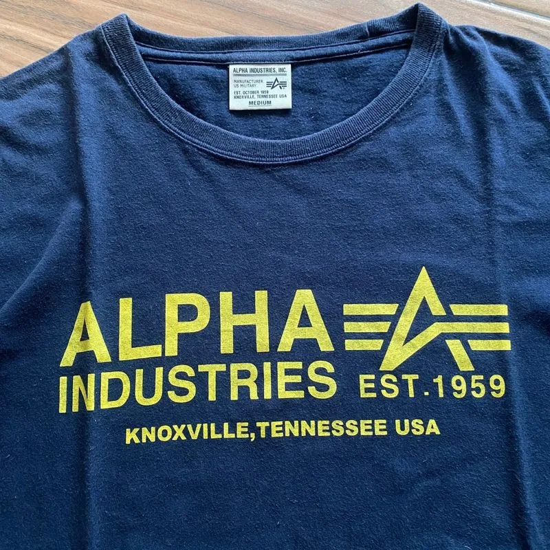Alpha Industries Vintage Y2K T-shirt Pria yellow navy photo 1