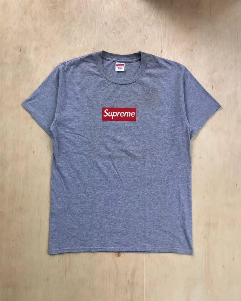 Supreme 20th Anniversary Box Logo Tee Heather Grey Rare Preloved
