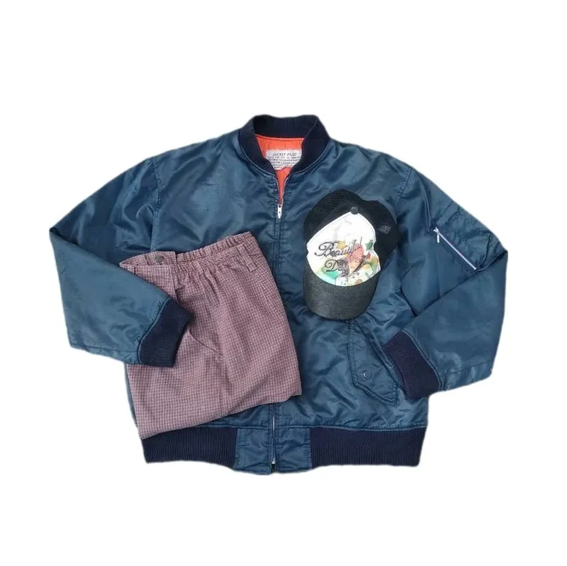 Made in USA Streetwear Vintage Bomber jacket Pria orange navy photo 1